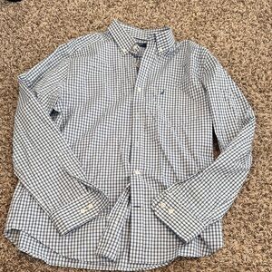 Nautica Men's White and Blue Plaid Shirt